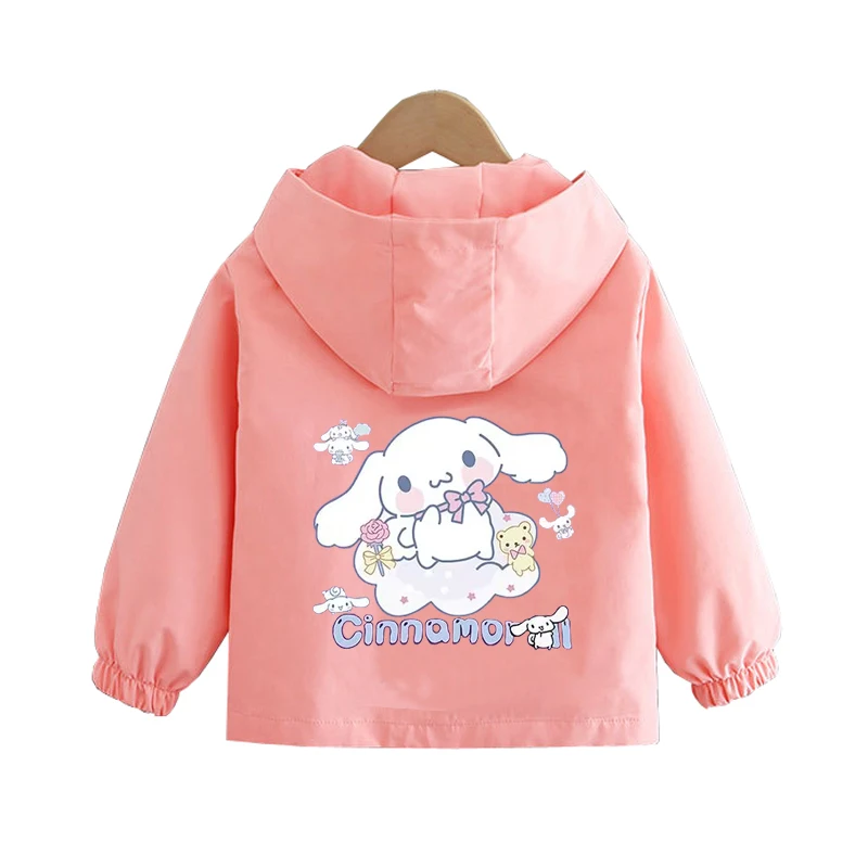 Sanrio Girls Cartoon Kuromi Cinnamoroll Jacket Hello Kitty ‌Princess Coats Spring Autumn Kids Hooded Jackets Casual Outerwear
