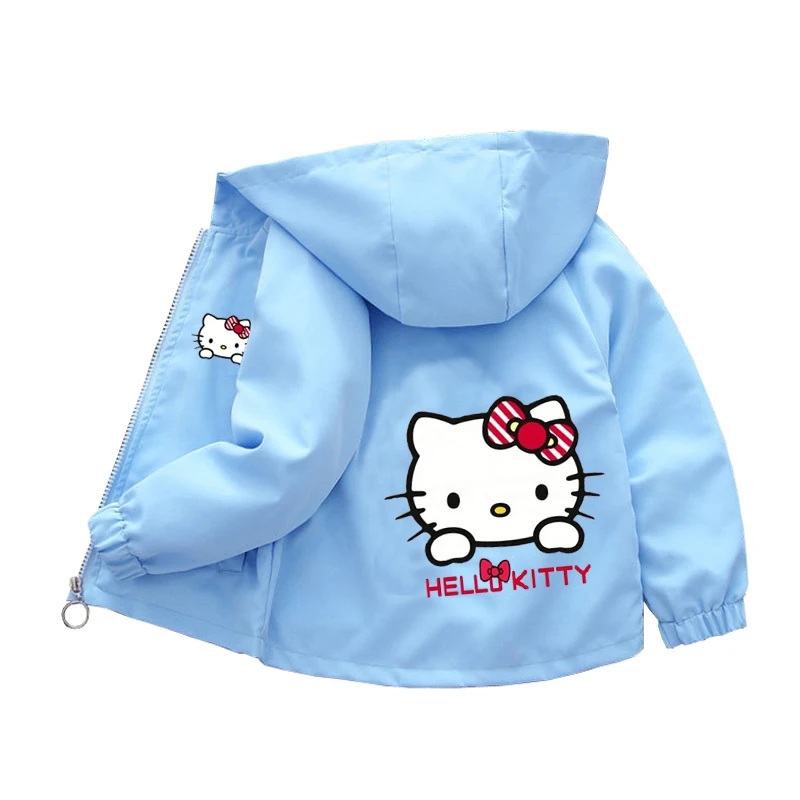 Sanrio Girls Cartoon Kuromi Cinnamoroll Jacket Hello Kitty ‌Princess Coats Spring Autumn Kids Hooded Jackets Casual Outerwear