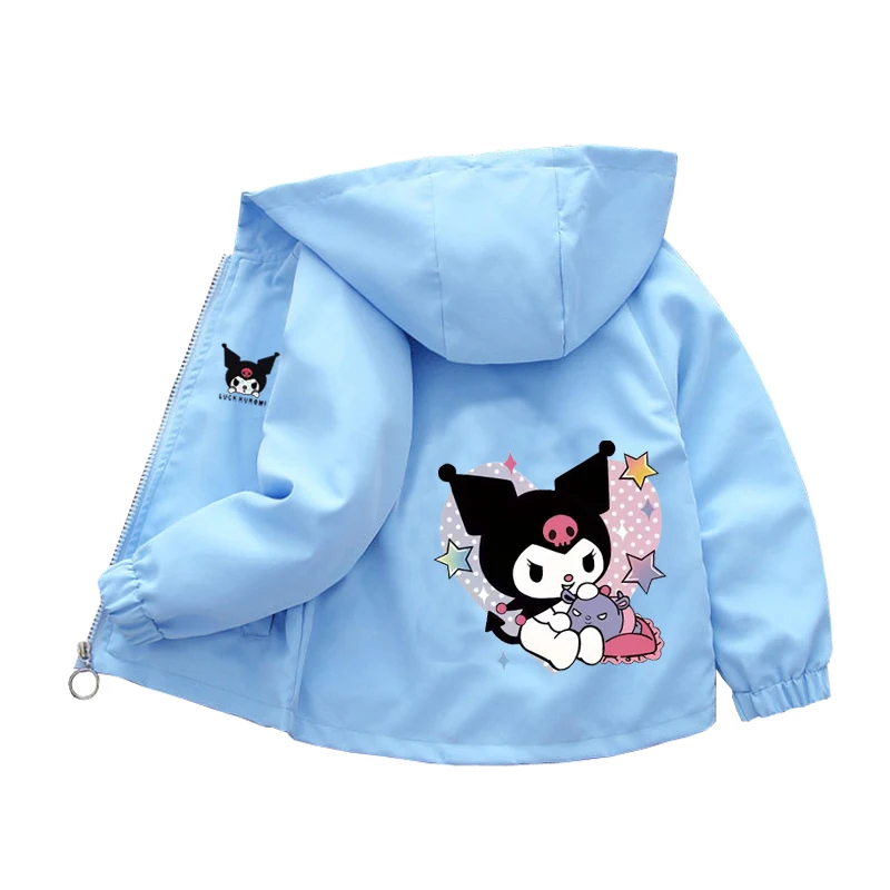 Sanrio Girls Cartoon Kuromi Cinnamoroll Jacket Hello Kitty ‌Princess Coats Spring Autumn Kids Hooded Jackets Casual Outerwear