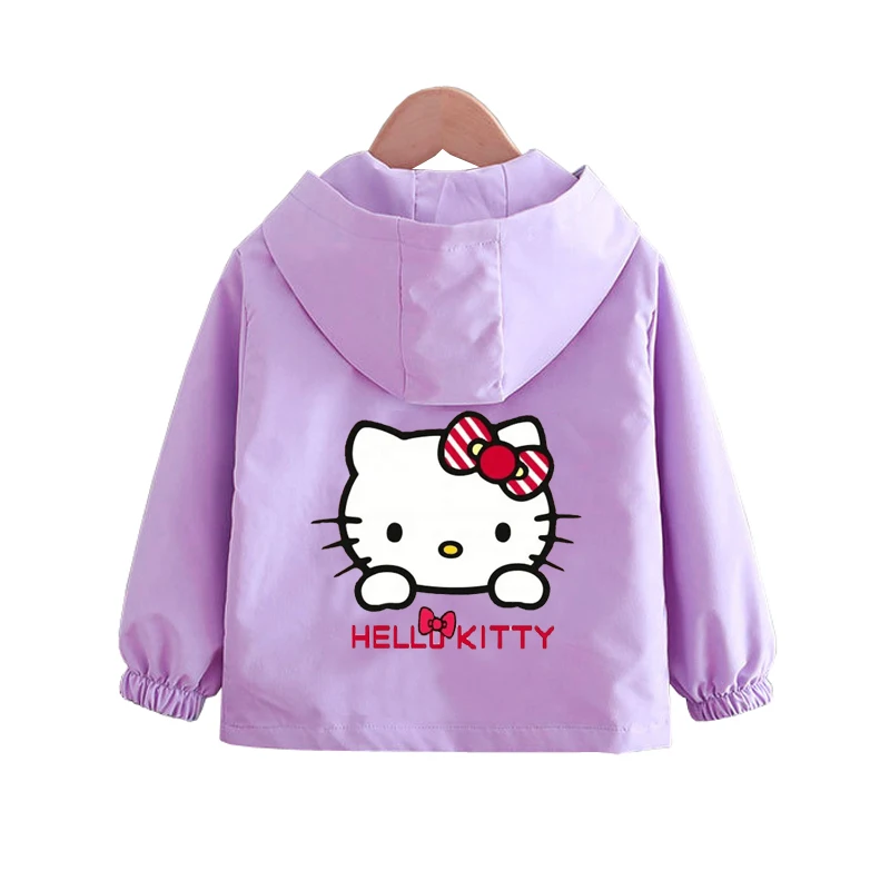 Sanrio Girls Cartoon Kuromi Cinnamoroll Jacket Hello Kitty ‌Princess Coats Spring Autumn Kids Hooded Jackets Casual Outerwear