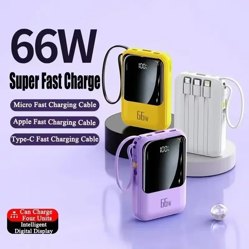 Mini Power Bank 20000mAh 66W Super Fast Charging PD 20W Flash Charging Powerbank Spare External Battery for IPhone Huawei Phone