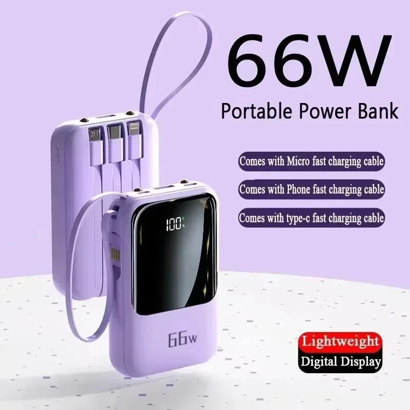 Mini Power Bank 20000mAh 66W Super Fast Charging PD 20W Flash Charging Powerbank Spare External Battery for IPhone Huawei Phone