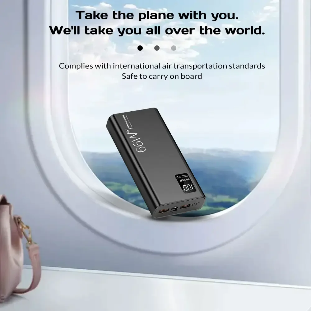 50000mAh Power Bank For Xiaomi iPhone Samsung 66W Super Fast Charging For 22.5W  Built-in 4 Cables Portable Digital Powerbank