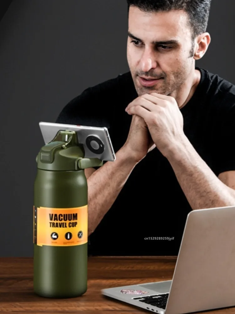 800/1000/1200/1500ML 304 Stainless Steel Thermos with Straw Thermal Mug Cup Sports Vacuum Flasks Cold and Hot Water Bottle