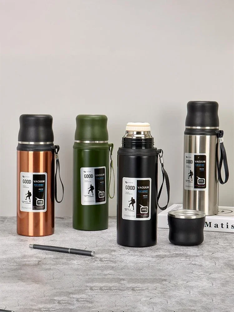 600/800/1000ml Hot Cold Thermos Tumbler Stainless Steel Coffee Cup Water Bottle Portable Travel Sports Kettle Vacuum Flasks