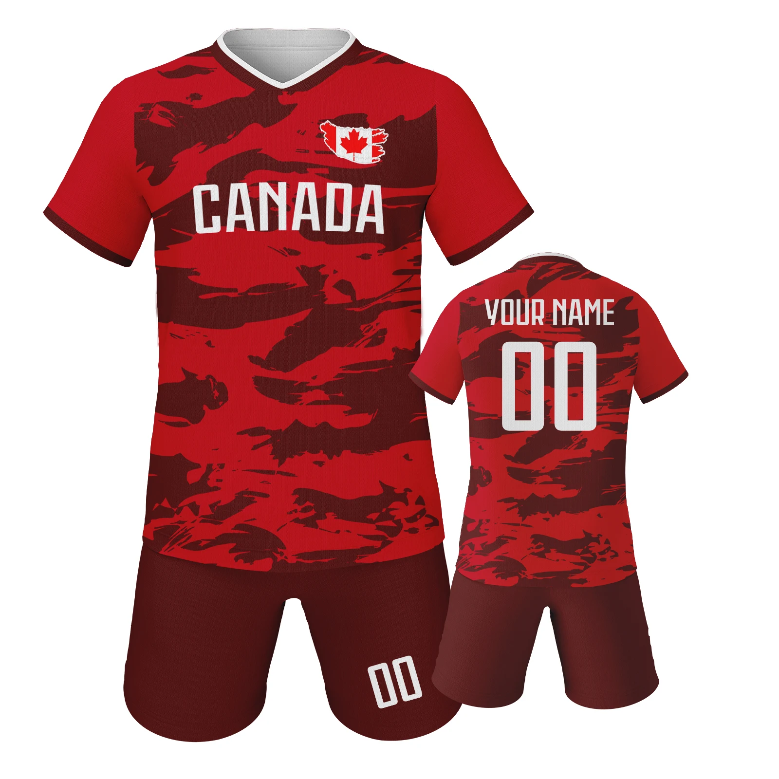 Custom Canada Football Jersey for Kids Personalized Soccer Team Training Shirt with Name Number Boys Girls Fans Soccer Uniform