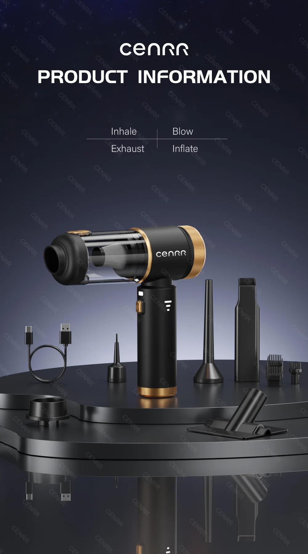 CENRR 2026 Car Vacuum Cleaner Mini 998000PA Cordless Powerful for Home Handheld Blower Car Cleaner Portable Car Vacuum Cleaner