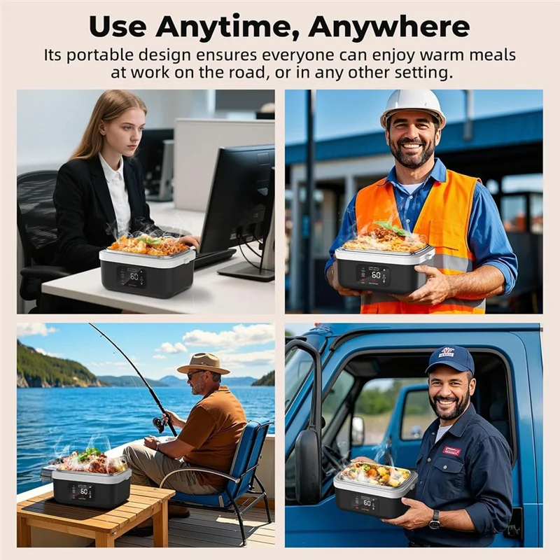 B13C Electric Heated Lunch Box Cordless Rechargeable Lunch Box With 8000Mah Battery Battery Powered Food Warmers