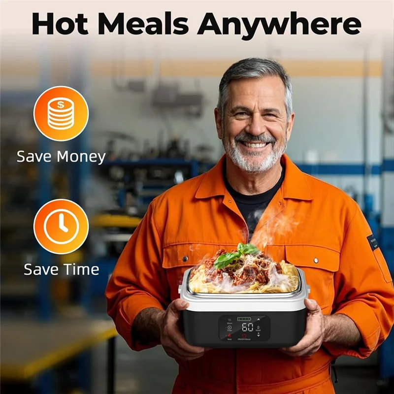 B13C Electric Heated Lunch Box Cordless Rechargeable Lunch Box With 8000Mah Battery Battery Powered Food Warmers