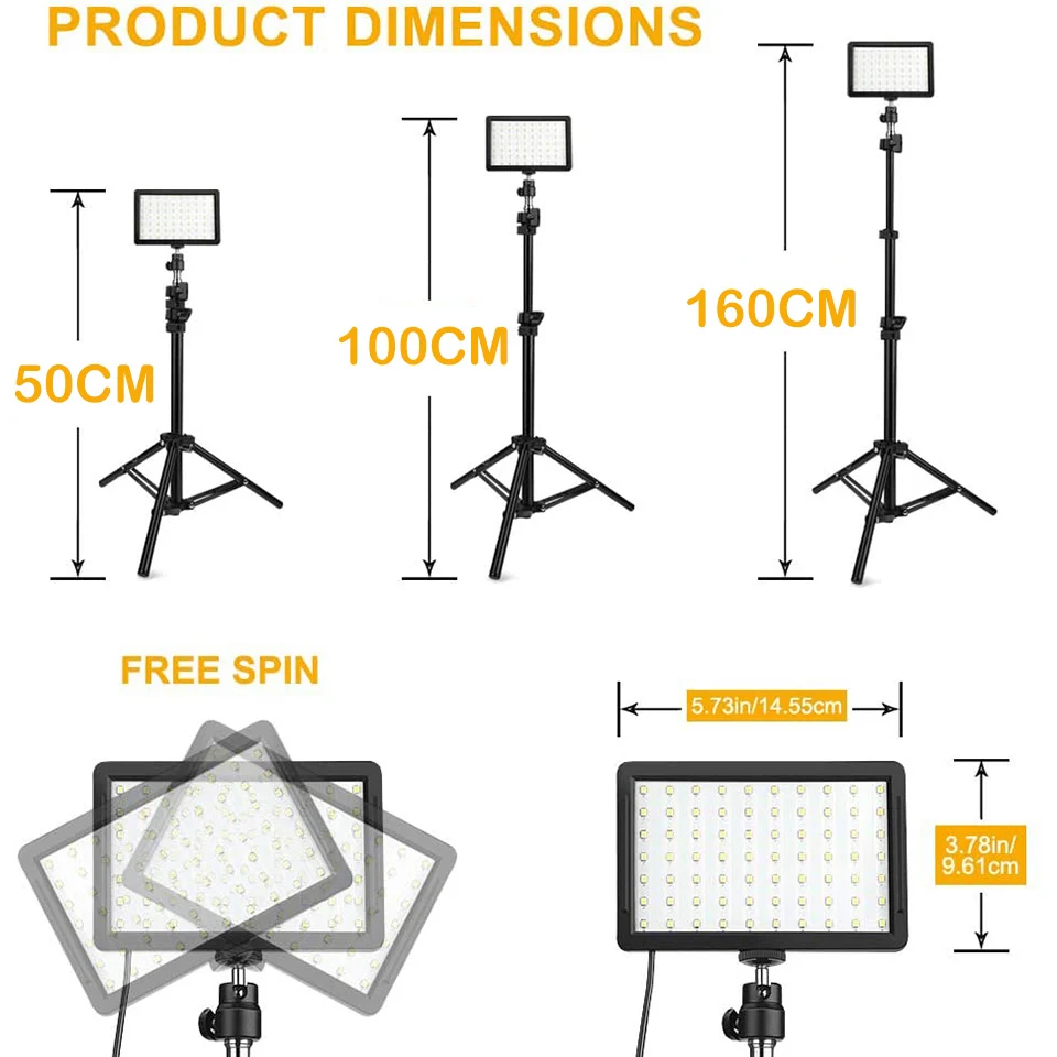 LED Photography Video Light Panel Lighting Photo Studio Lamp Kit For Shoot Live Streaming With Tripod Phone Stand RGB Filters