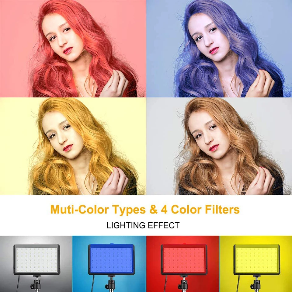 LED Photography Video Light Panel Lighting Photo Studio Lamp Kit For Shoot Live Streaming With Tripod Phone Stand RGB Filters