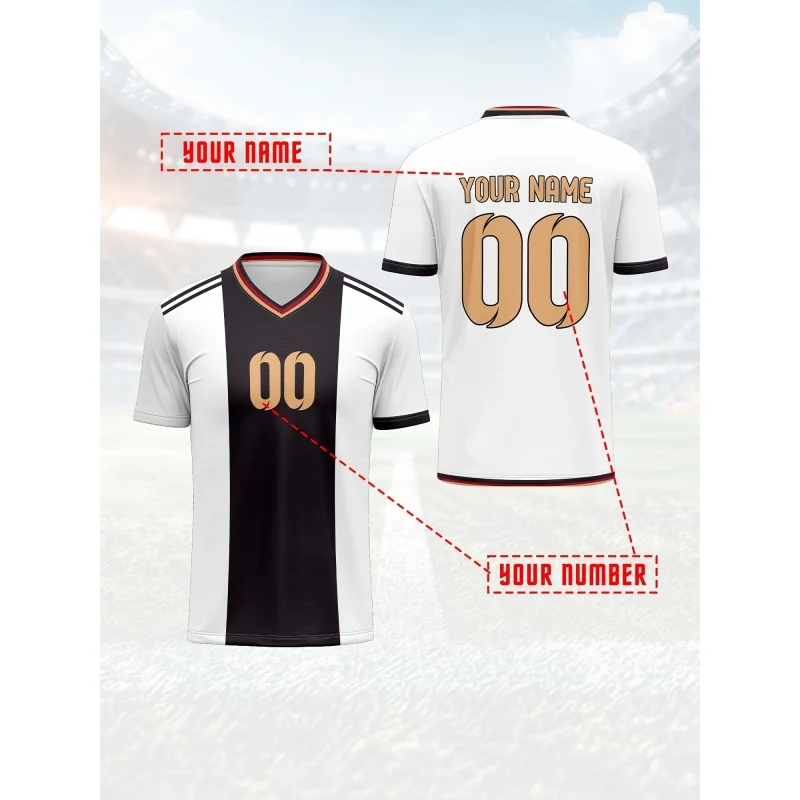 Germany Jerseys Pattern T-Shirt For Men Football Customized 3D Printed Short Sleeve Tops Summer Loose V-Neck T Shirts Sport Tees