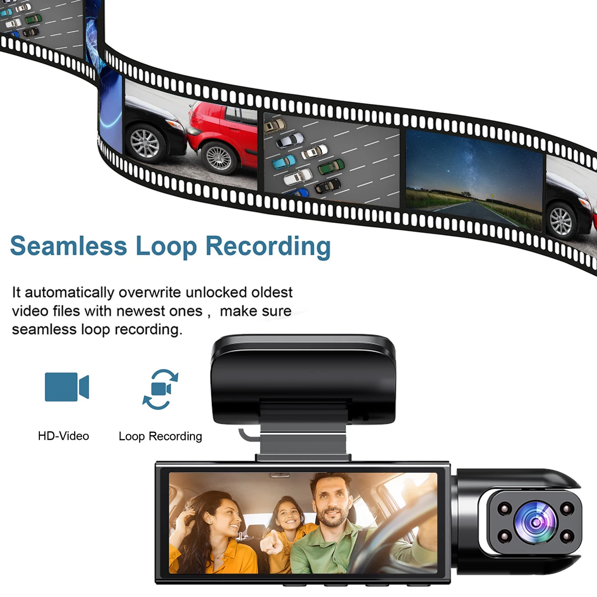 1080P Dash Cam for Car 2/3 Lens Options Front Rear Interior Surveillance & Drive Recorder