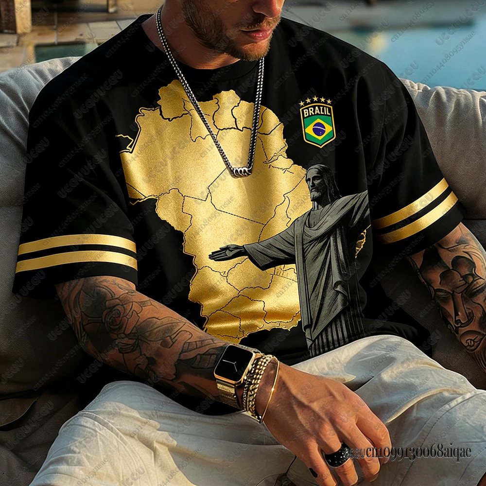 2026 Summer New Brazil Football Jerseys For Men Classic God Brazil Short Sleeve Tees Casual O-neck Sports Tshirts Man Clothing