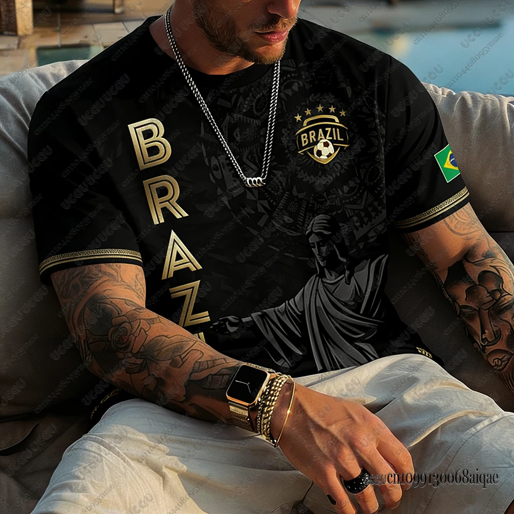 2026 Summer New Brazil Football Jerseys For Men Classic God Brazil Short Sleeve Tees Casual O-neck Sports Tshirts Man Clothing