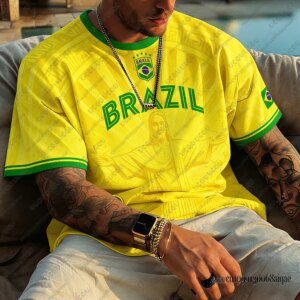 2026 Summer New Brazil Football Jerseys For Men Classic God Brazil Short Sleeve Tees Casual O-neck Sports Tshirts Man Clothing