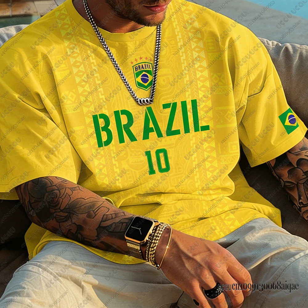 2026 Summer New Brazil Football Jerseys For Men Classic God Brazil Short Sleeve Tees Casual O-neck Sports Tshirts Man Clothing