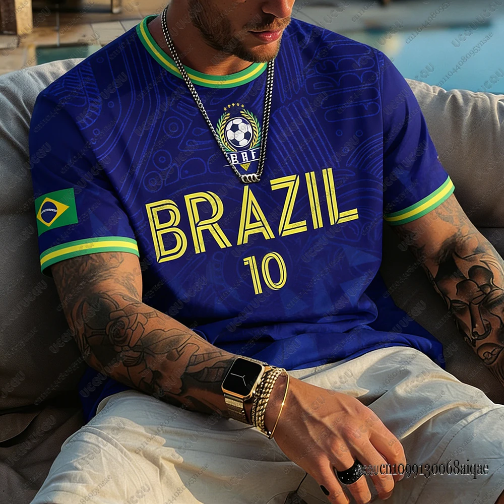 2026 Summer New Brazil Football Jerseys For Men Classic God Brazil Short Sleeve Tees Casual O-neck Sports Tshirts Man Clothing