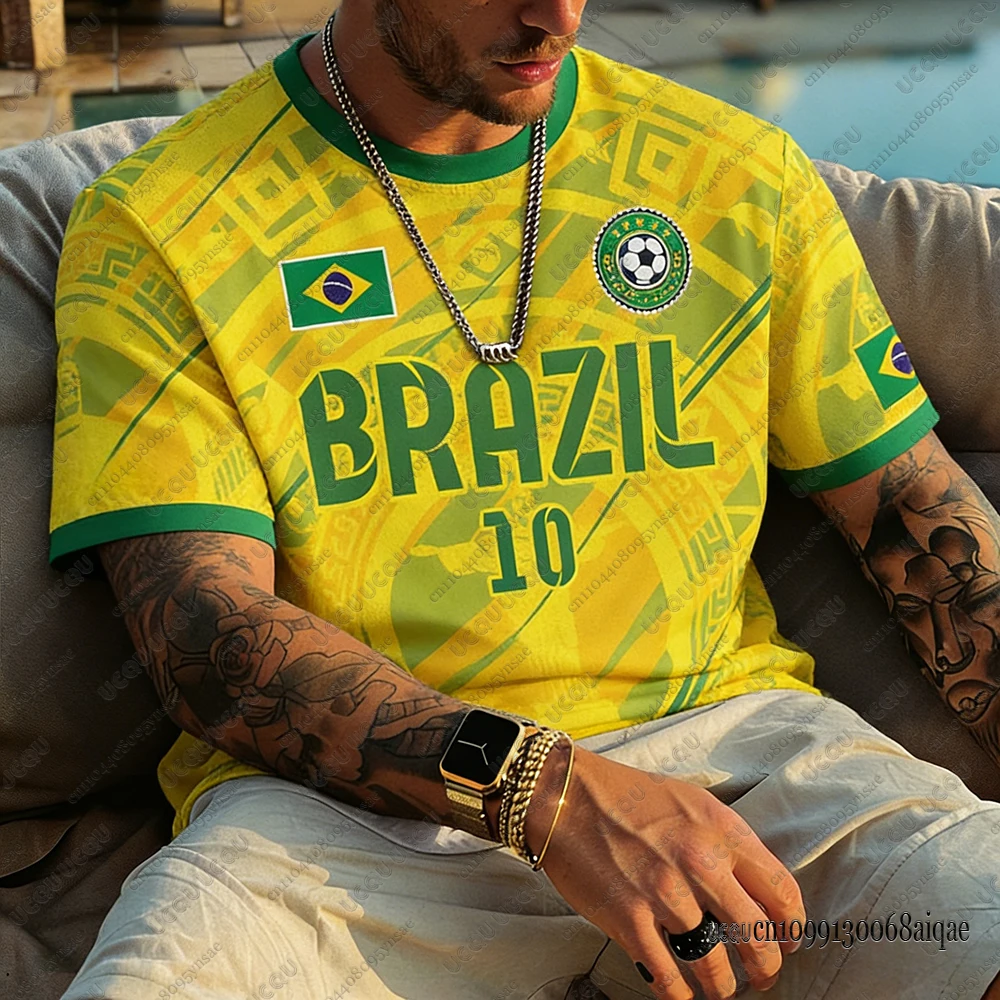 2026 Summer New Brazil Football Jerseys For Men Classic God Brazil Short Sleeve Tees Casual O-neck Sports Tshirts Man Clothing