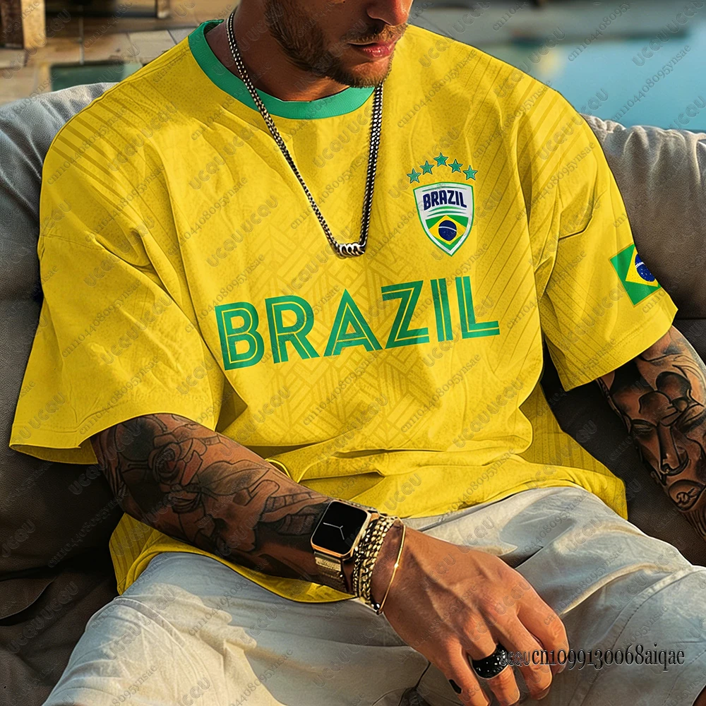 2026 Summer New Brazil Football Jerseys For Men Classic God Brazil Short Sleeve Tees Casual O-neck Sports Tshirts Man Clothing