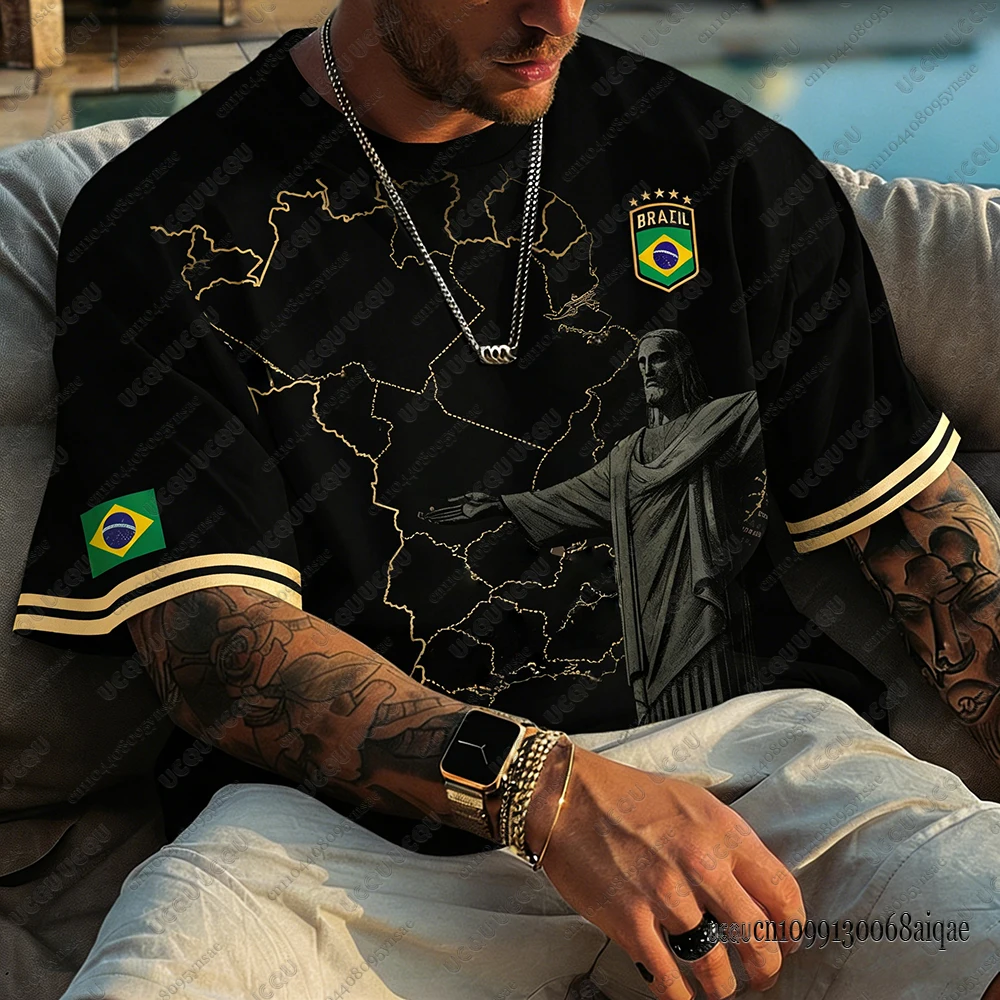 2026 Summer New Brazil Football Jerseys For Men Classic God Brazil Short Sleeve Tees Casual O-neck Sports Tshirts Man Clothing