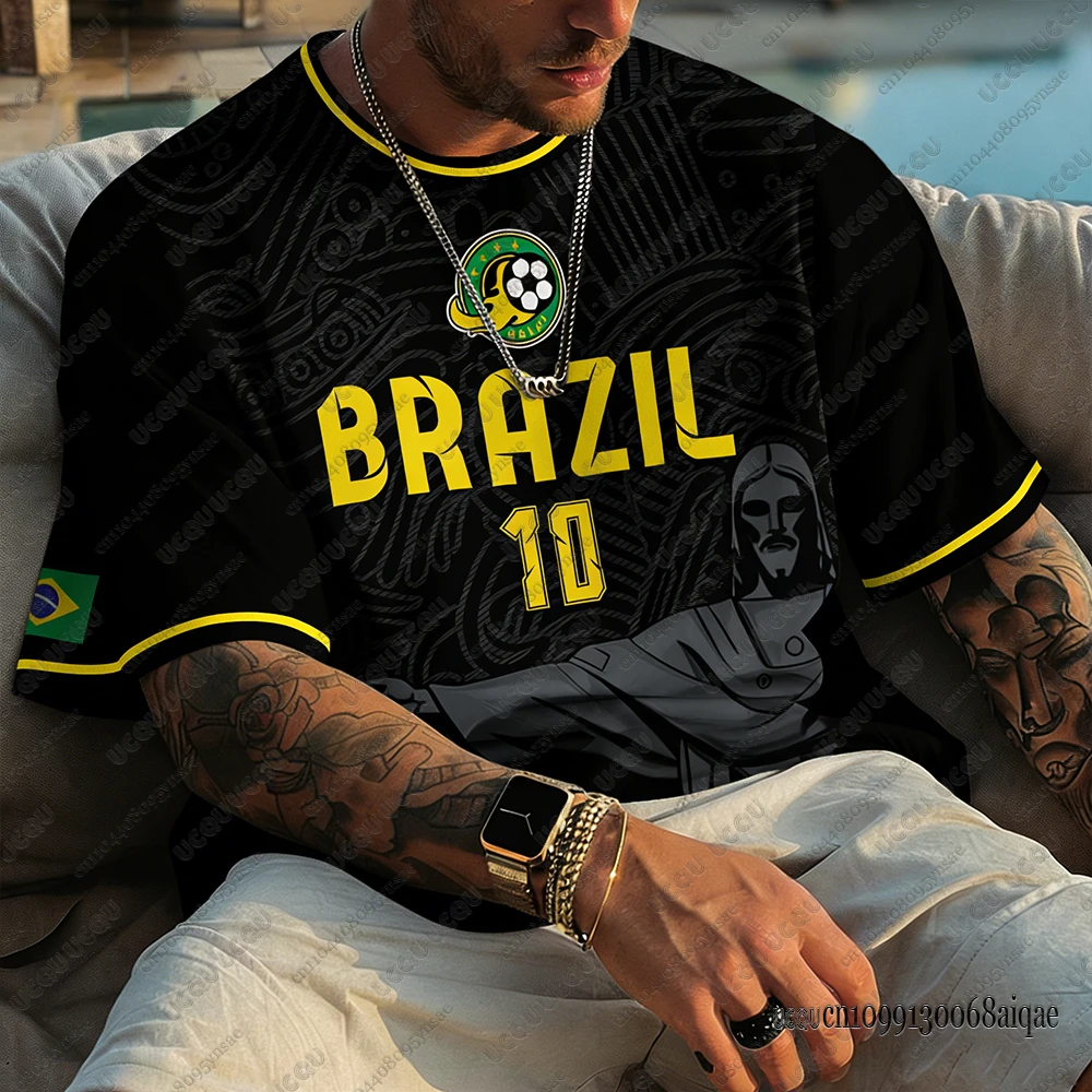 2026 Summer New Brazil Football Jerseys For Men Classic God Brazil Short Sleeve Tees Casual O-neck Sports Tshirts Man Clothing