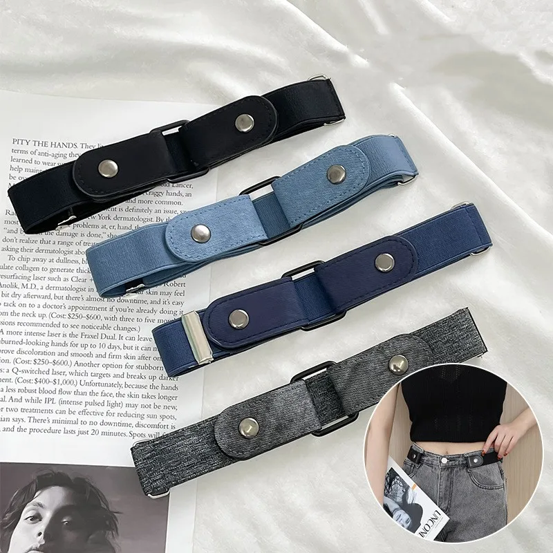 2/1PC Buckle-Free Belt Adjustable Stretch Elastic Waist Band Invisible Belts Women Men Jean Pants Dress No Buckle Easy To Wear