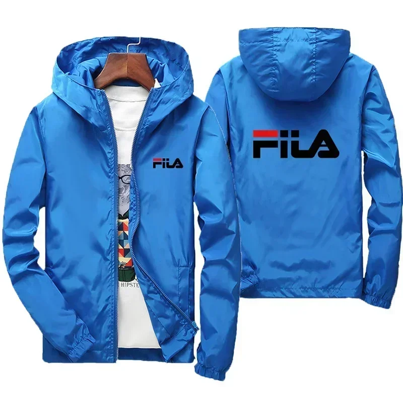 2026 Spring New Men's Plus Size Fashion Print Hooded Zip-Up Jacket Outdoor Sports Windproof and Waterproof Leisure Coat