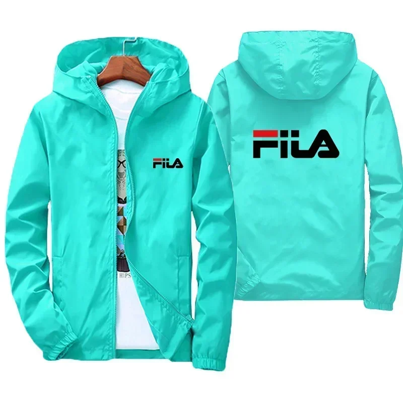 2026 Spring New Men's Plus Size Fashion Print Hooded Zip-Up Jacket Outdoor Sports Windproof and Waterproof Leisure Coat