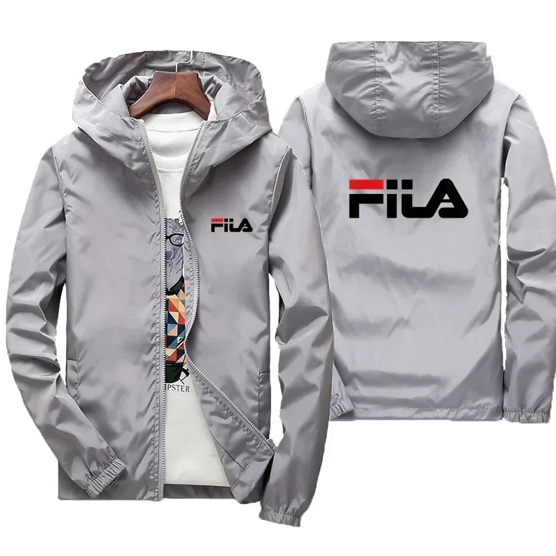 2026 Spring New Men's Plus Size Fashion Print Hooded Zip-Up Jacket Outdoor Sports Windproof and Waterproof Leisure Coat