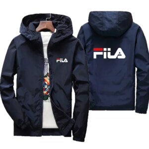 2026 Spring New Men's Plus Size Fashion Print Hooded Zip-Up Jacket Outdoor Sports Windproof and Waterproof Leisure Coat
