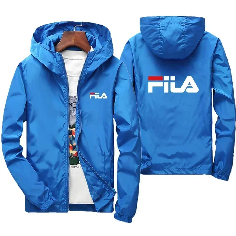 2026 Spring New Men's Plus Size Fashion Print Hooded Zip-Up Jacket Outdoor Sports Windproof and Waterproof Leisure Coat