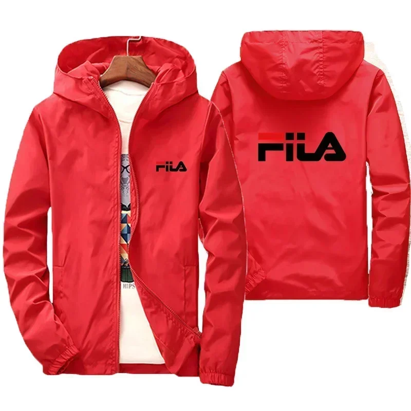 2026 Spring New Men's Plus Size Fashion Print Hooded Zip-Up Jacket Outdoor Sports Windproof and Waterproof Leisure Coat