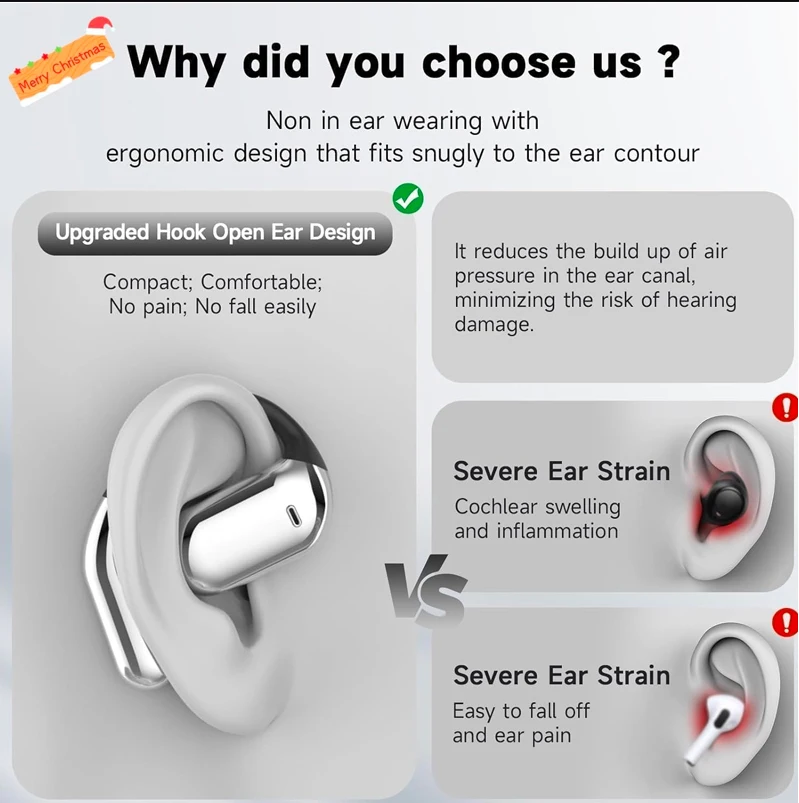 UYUXIO AI Translating Earphone OWS Real Time Translation Earbuds with 144 Languages Ear Buds with LCD Touch Screen Headphone