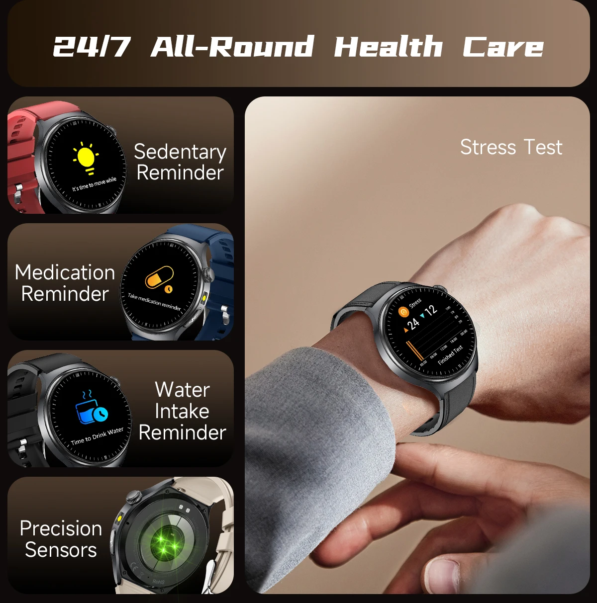 2026 New Accurate Diagnosis ECG Smart Watch Body Fat Blood oxygen BP Health Sport HD AMOLED Screen call Smart watch Men women