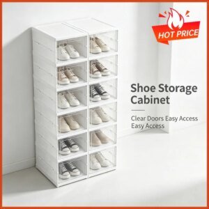 6 Layers Shoes Box Foldable Transparent Sneaker Shoe Storage Organizers Box Stackable Dustproof High-top Cabinet Shoe Rack Shelf